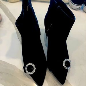 Jimmy Choo Crystal Accent Velvet Booties